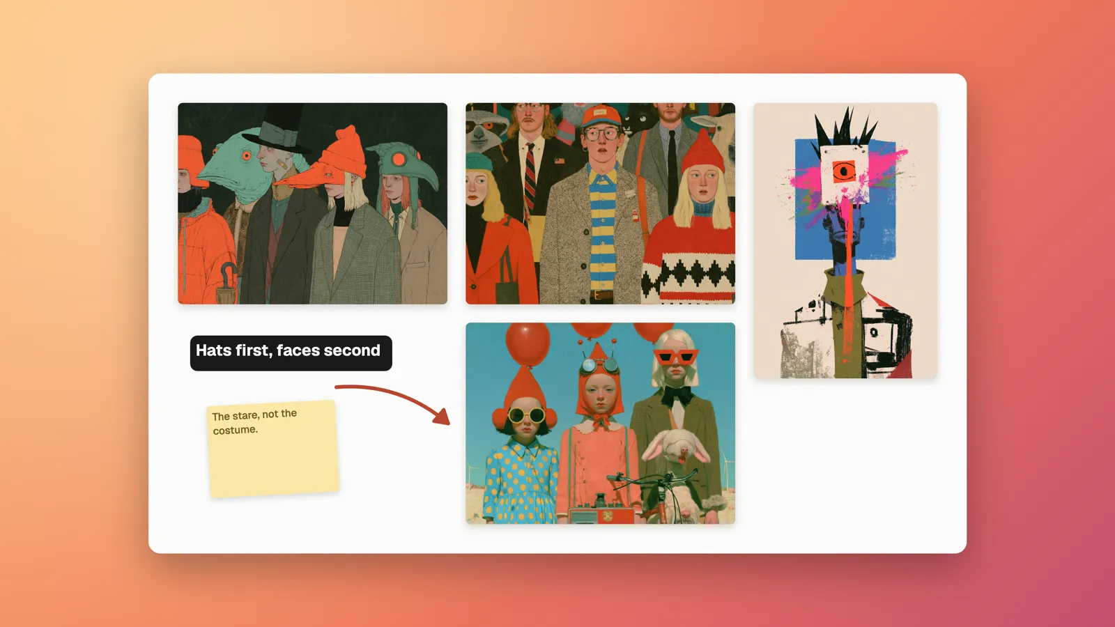 The Casting board exported as a 16:9 slide on a warm gradient